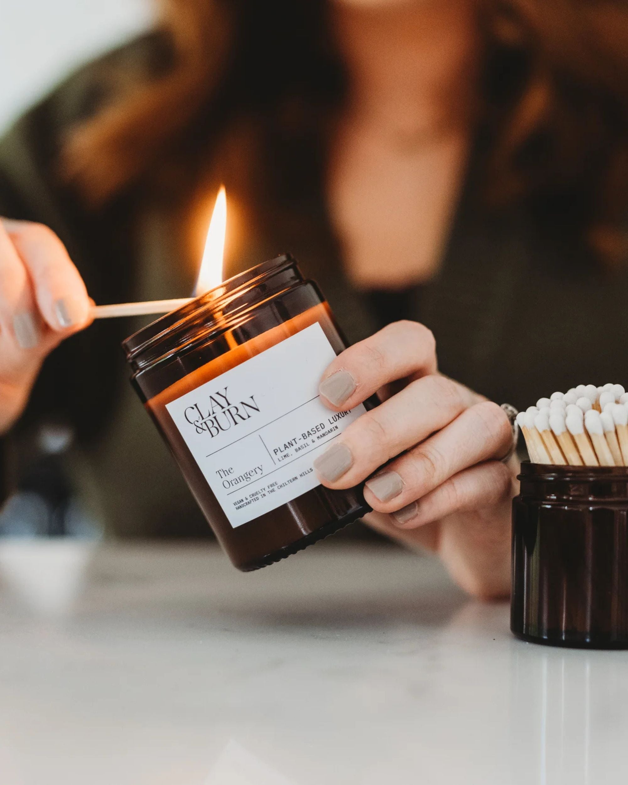 135g Coconut Wax Candle by Clay & Burn - Luxury Vegan Candle & Diffuser Gift Set - Home Fragrance