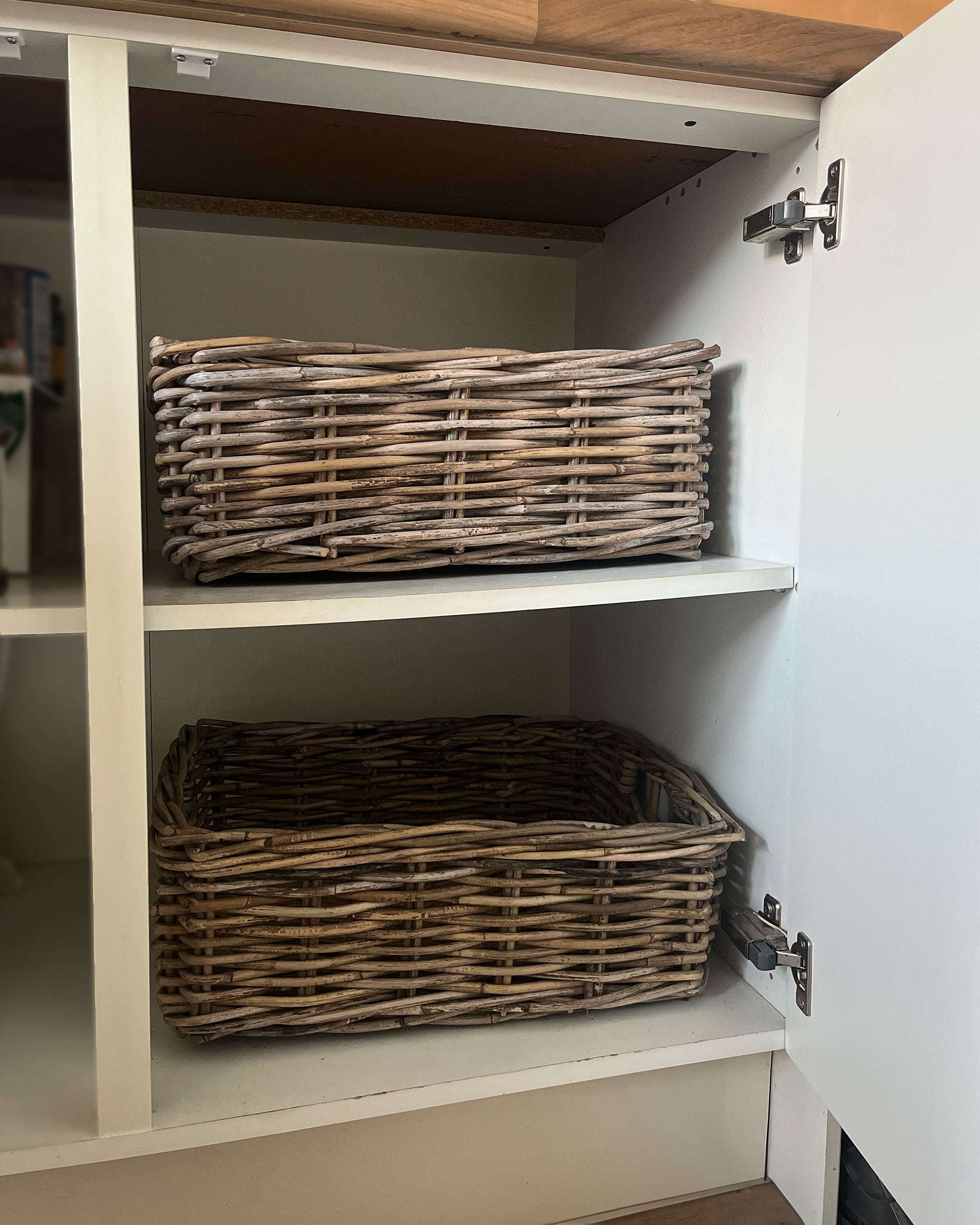 Large Rattan Storage Basket, Natural Wood, Rectangular - Rustic Home Storage Organization