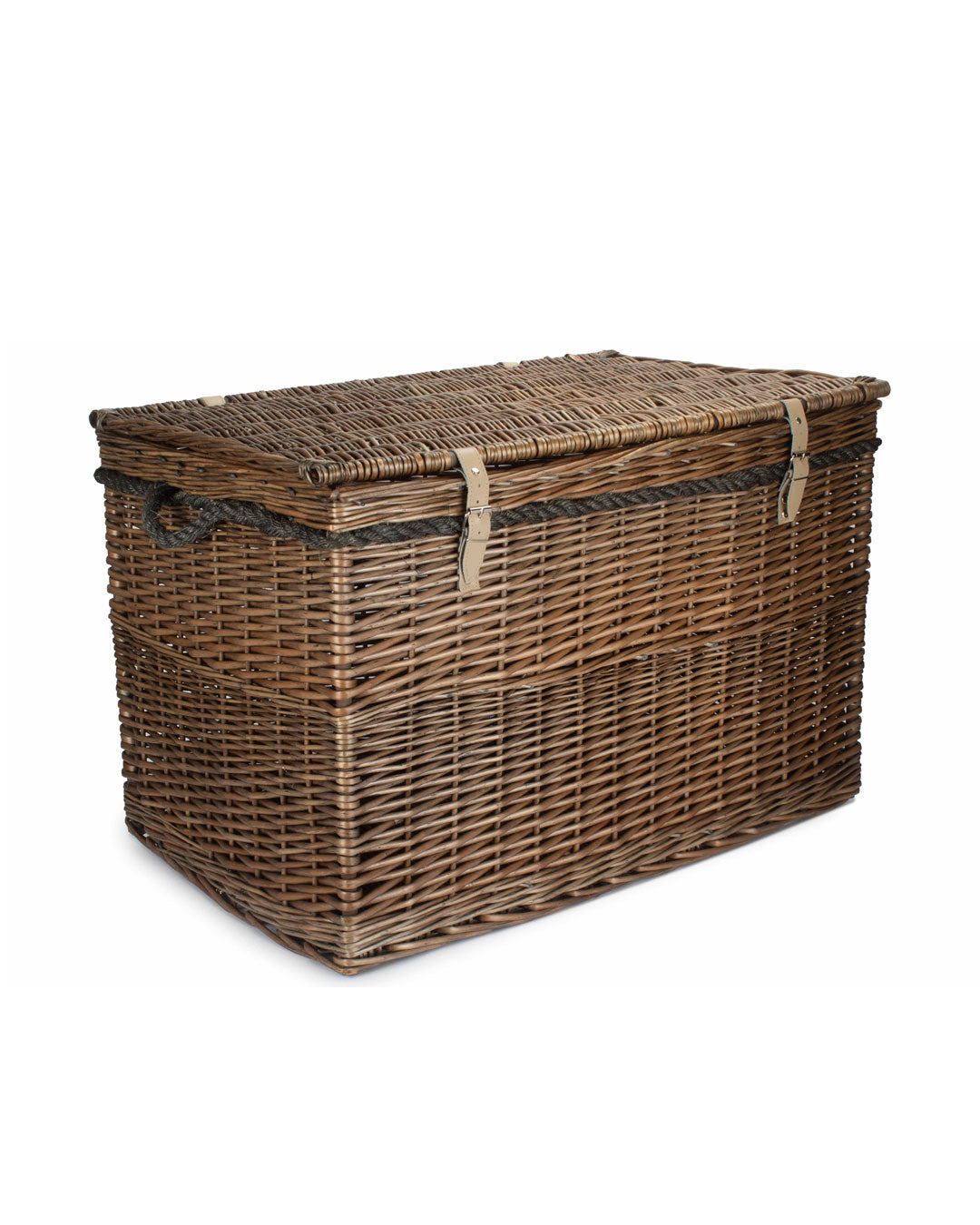 Extra Large 29-inch Wicker Storage Chest with Rope Handles (Antique Wash)