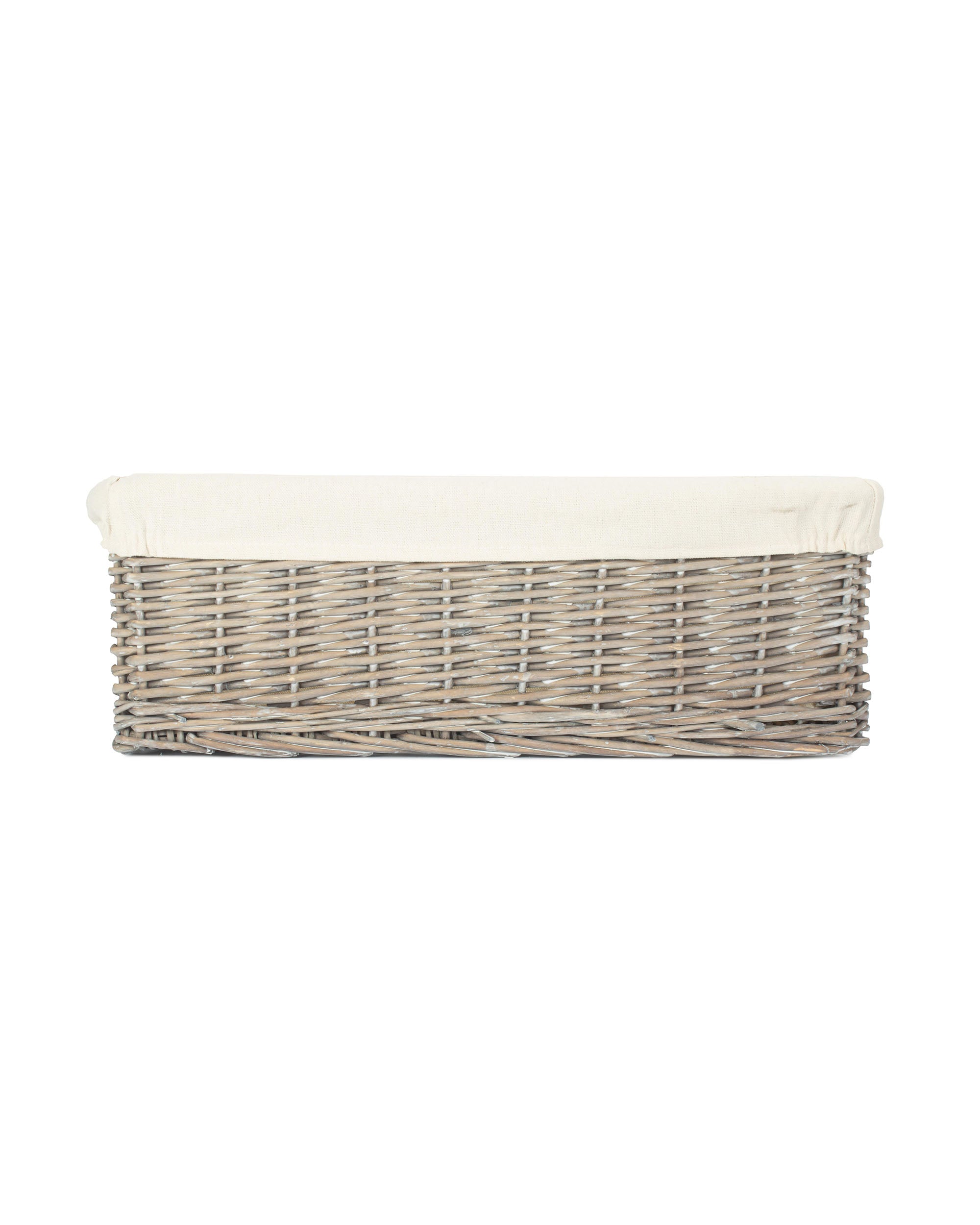 Extra Large Grey Wash Wicker Tray With White Lining