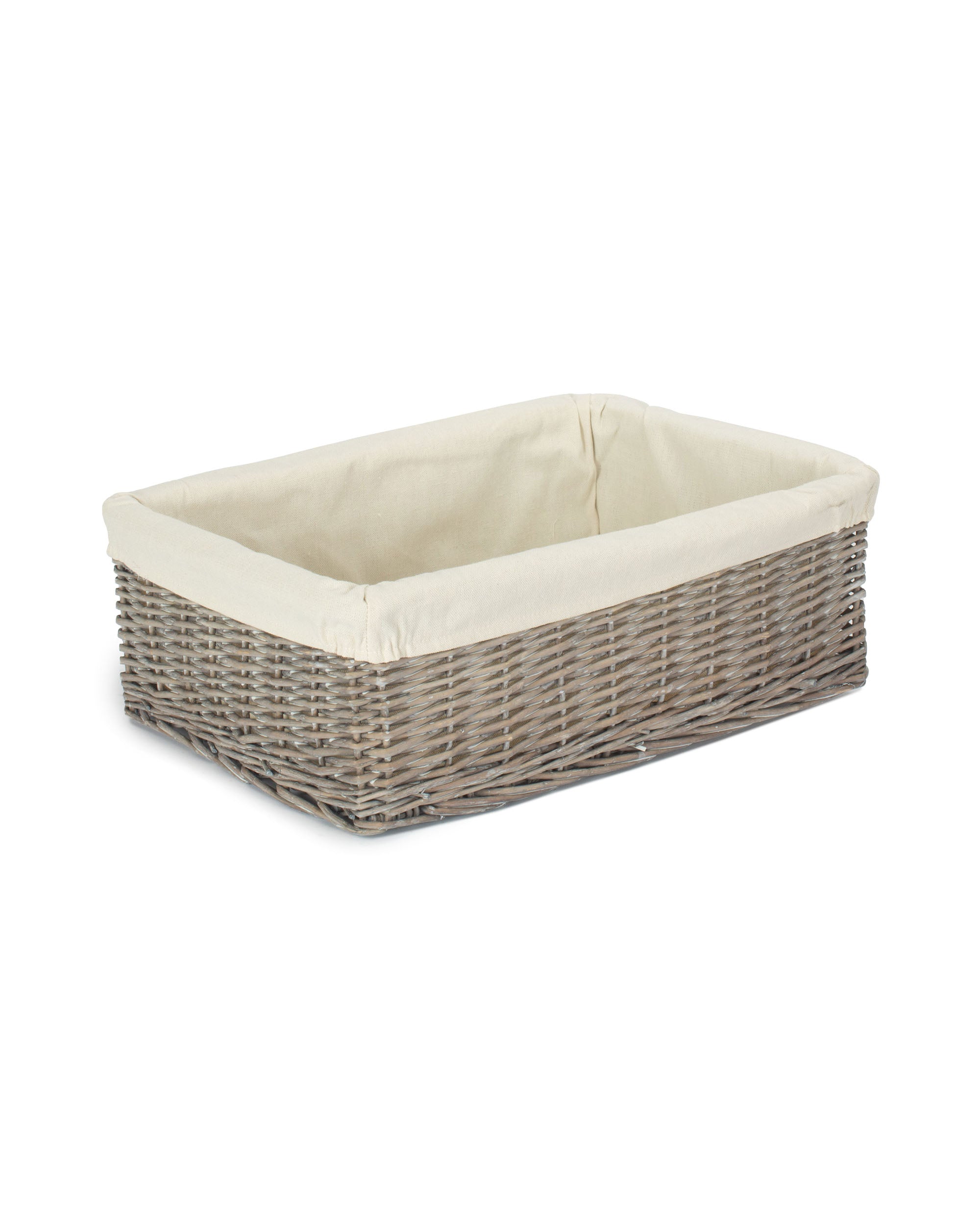 Extra Large Grey Wash Wicker Tray With White Lining