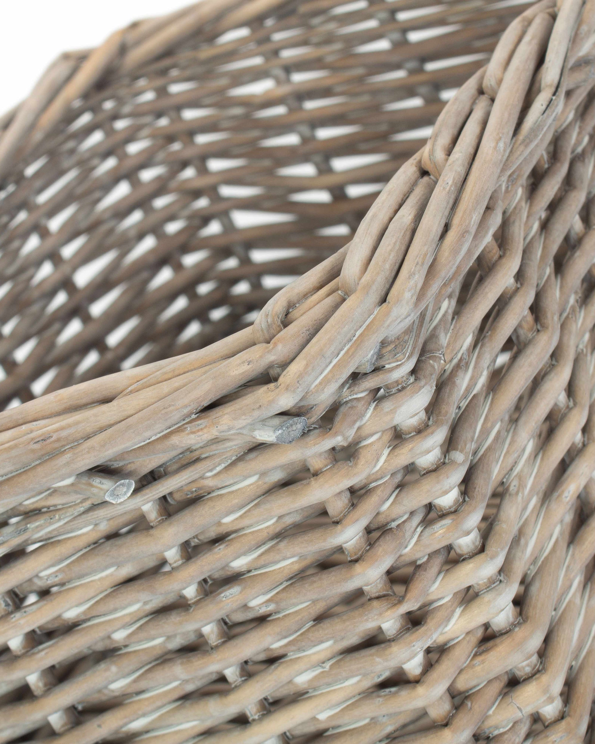 Extra Large Grey Wash Wicker Tray With White Lining