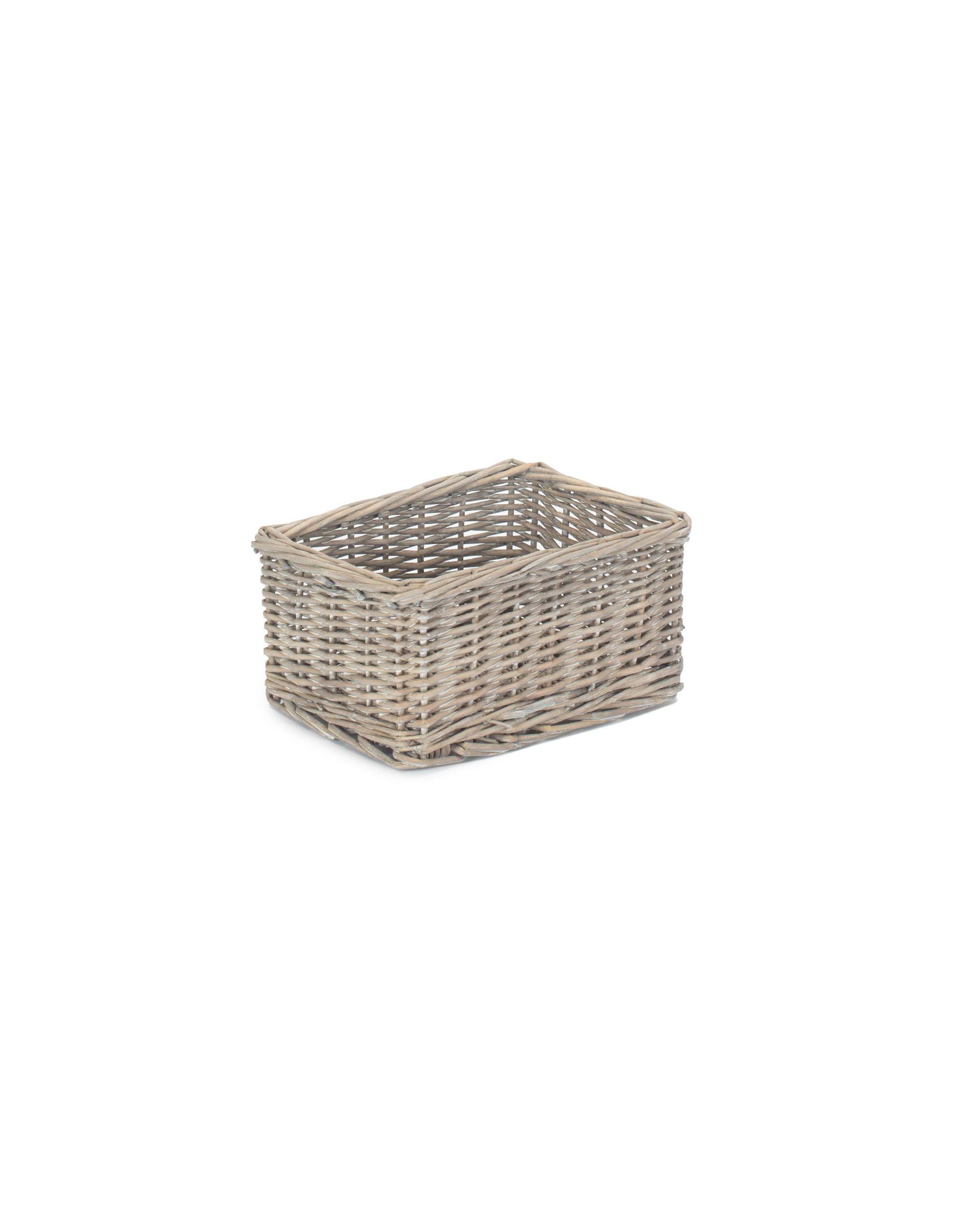 Small Grey Wash Wicker Tray With White Lining
