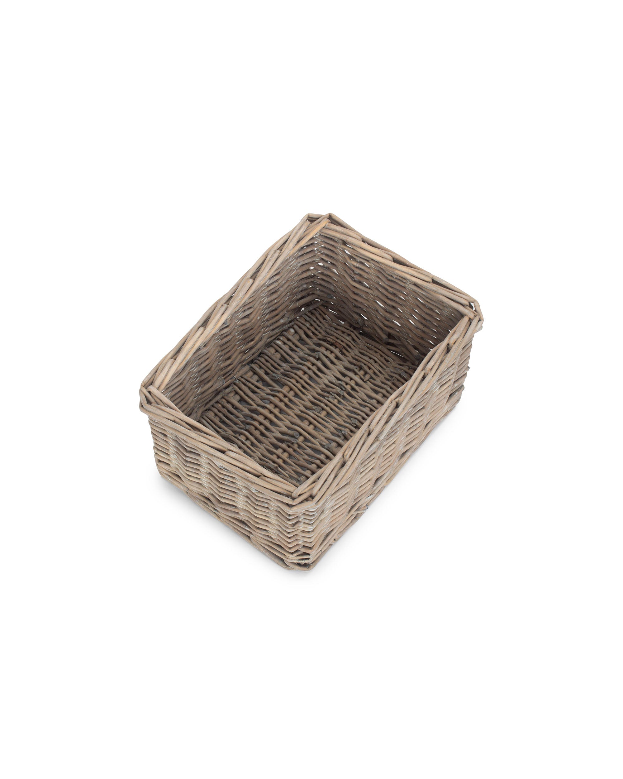 Small Grey Wash Wicker Tray With White Lining
