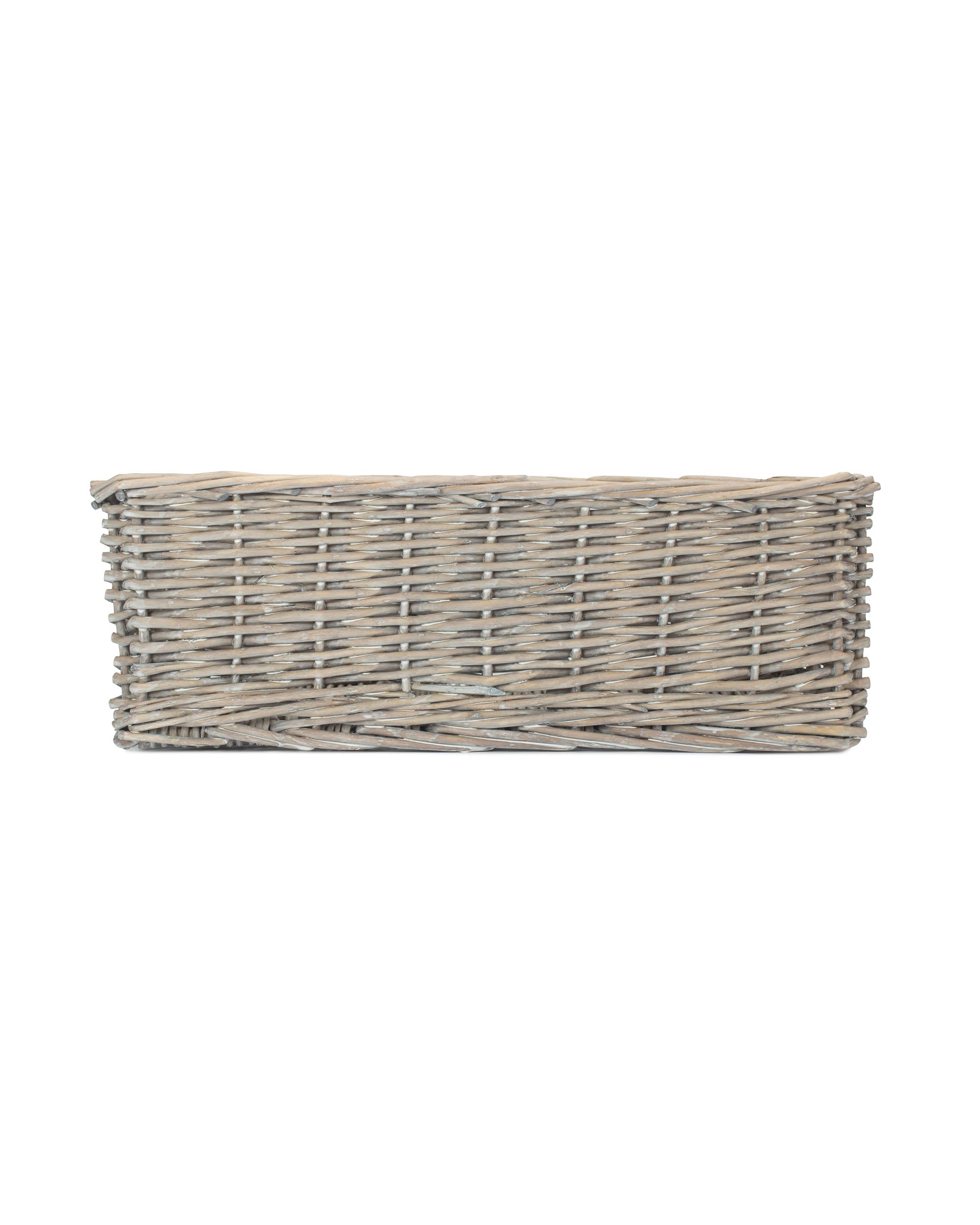 Extra Large Grey Wash Wicker Tray With White Lining