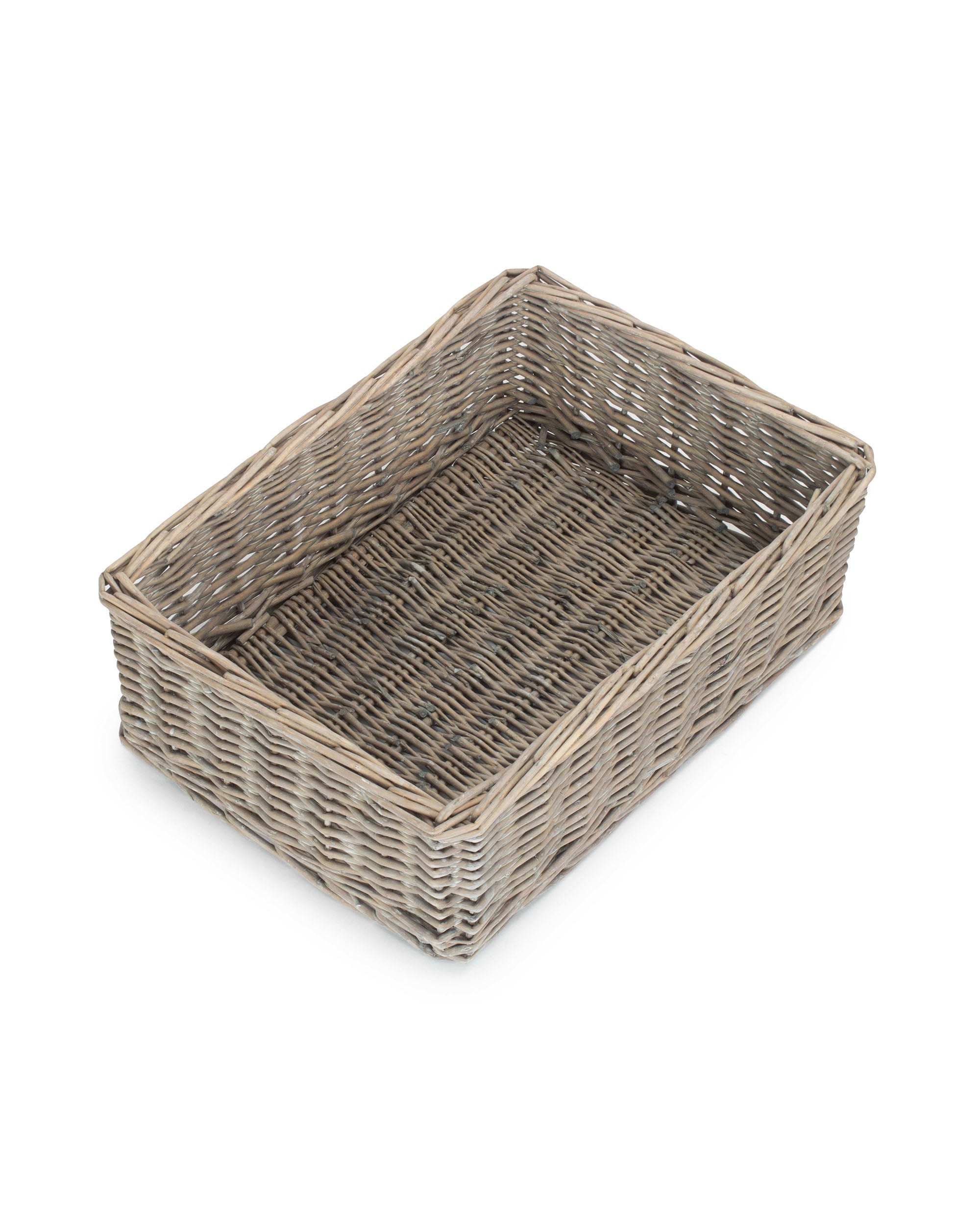 Extra Large Grey Wash Wicker Tray With White Lining
