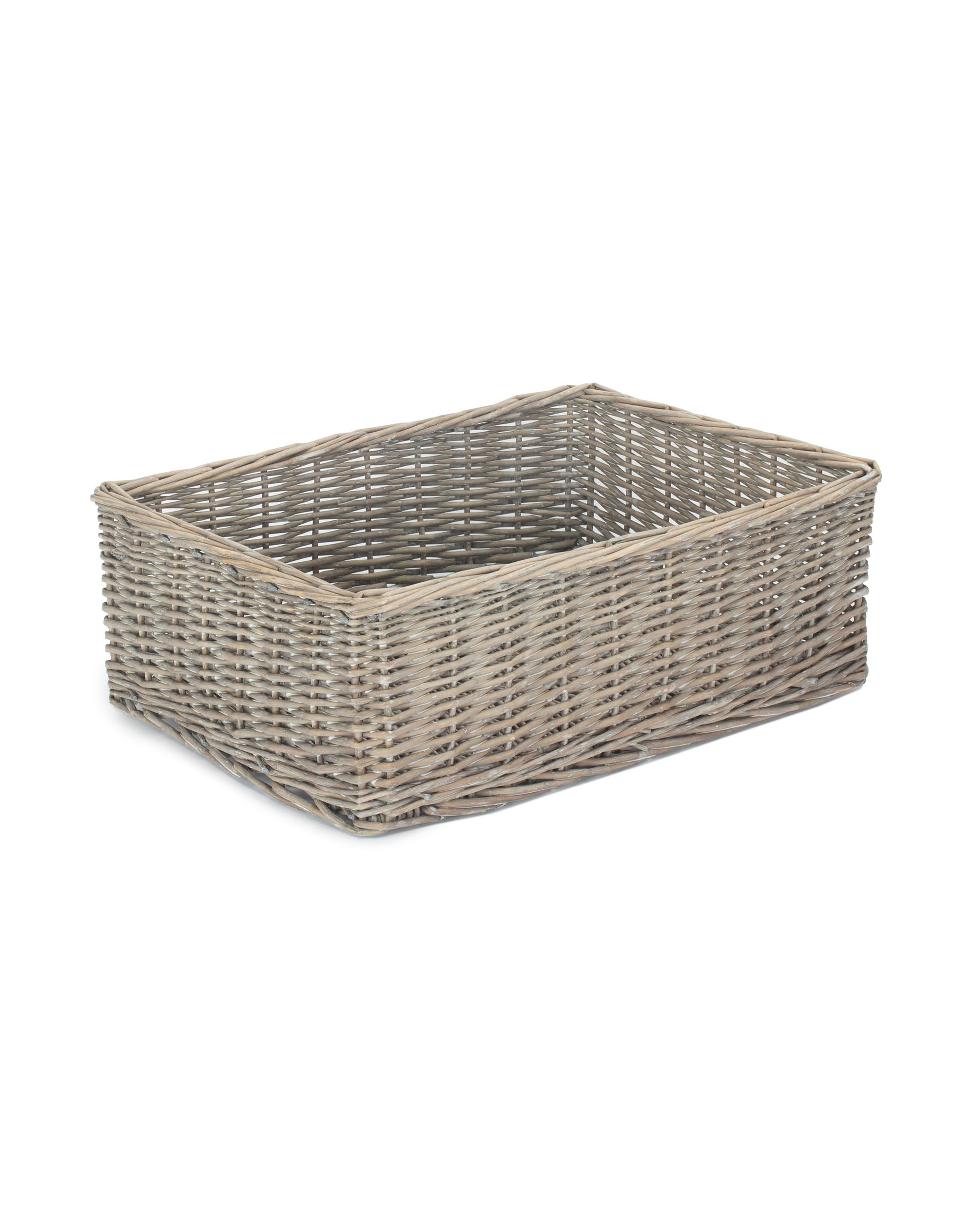 Grey Wash Wicker Basket Tray