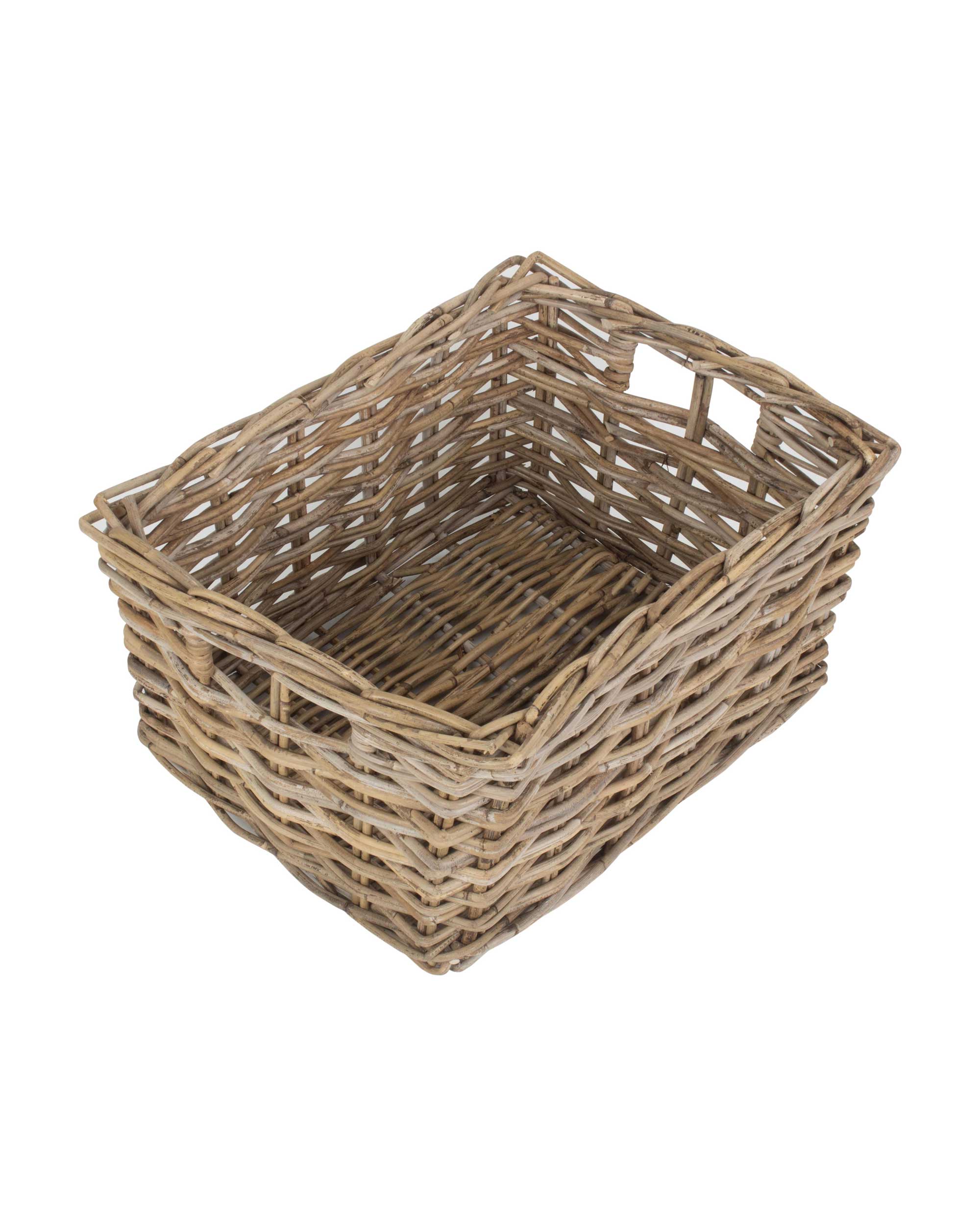 Large Deep Rattan Storage Basket, Natural Wood, Rectangular