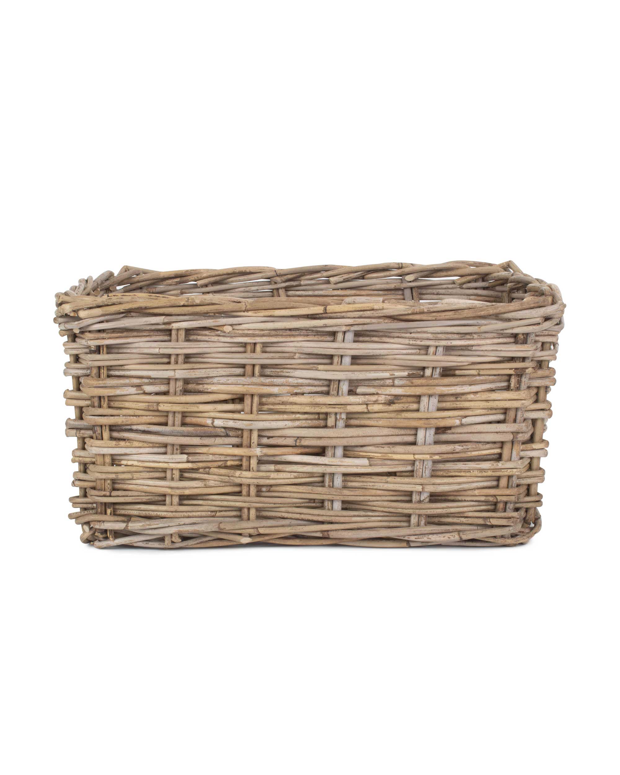Large Deep Rattan Storage Basket, Natural Wood, Rectangular