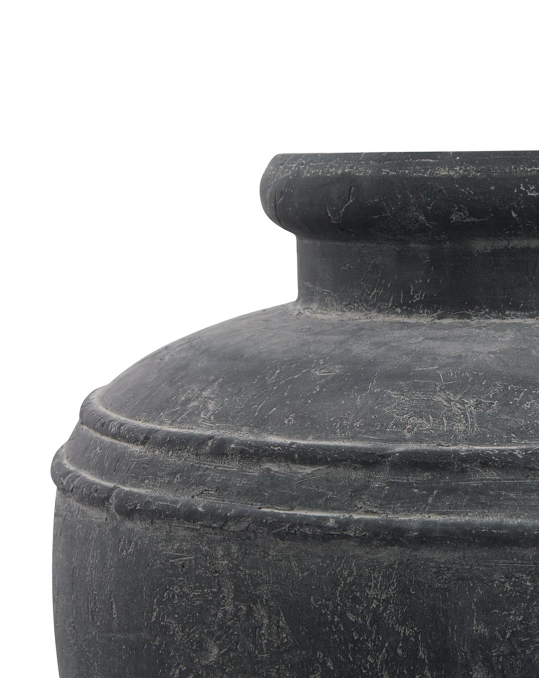 Large Rustic Ceramic Vase in Dark Grey