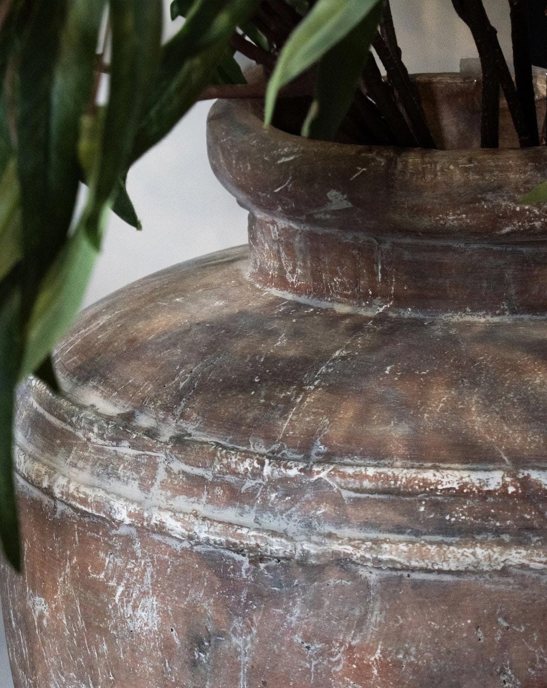 Large Rustic Brown Ceramic Vase