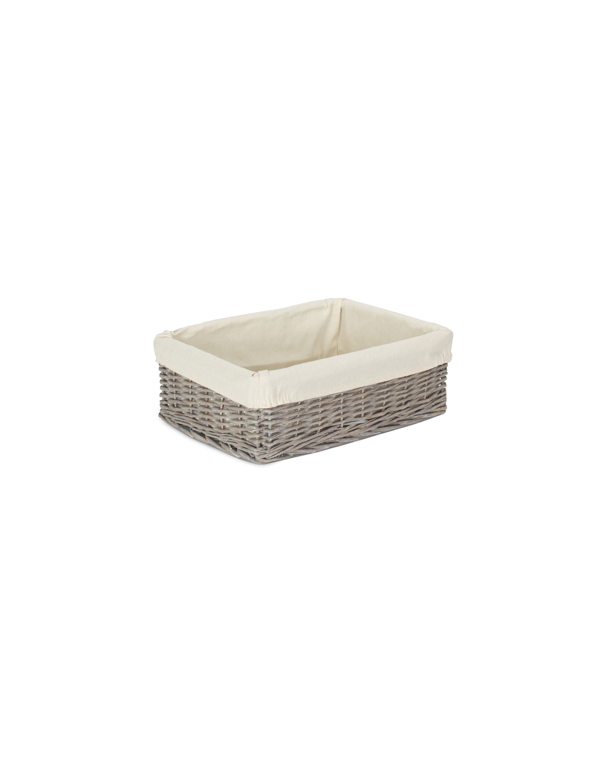 Large Grey Wash Wicker Tray With White Lining