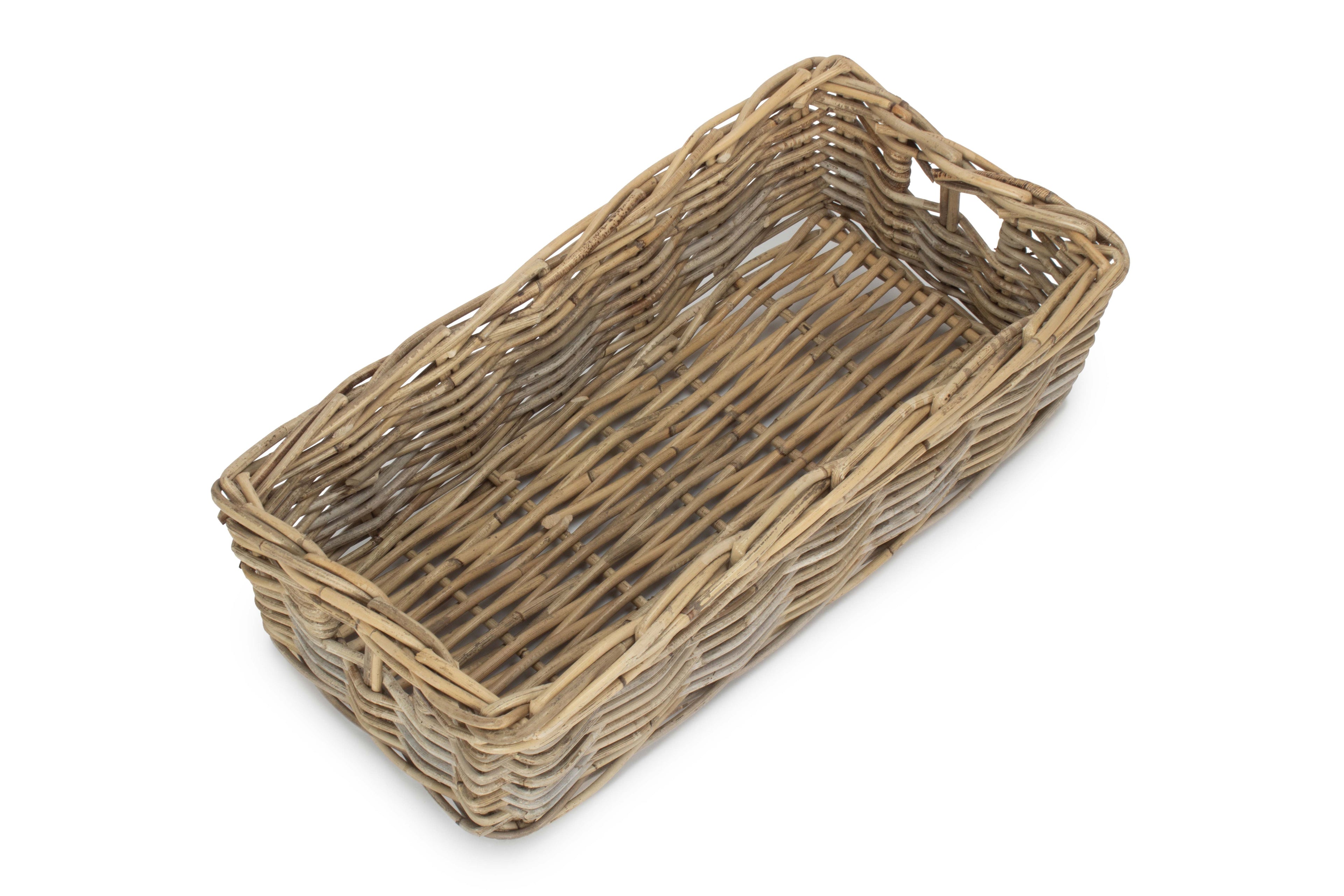 Long Narrow Wicker Storage Basket for Shelves