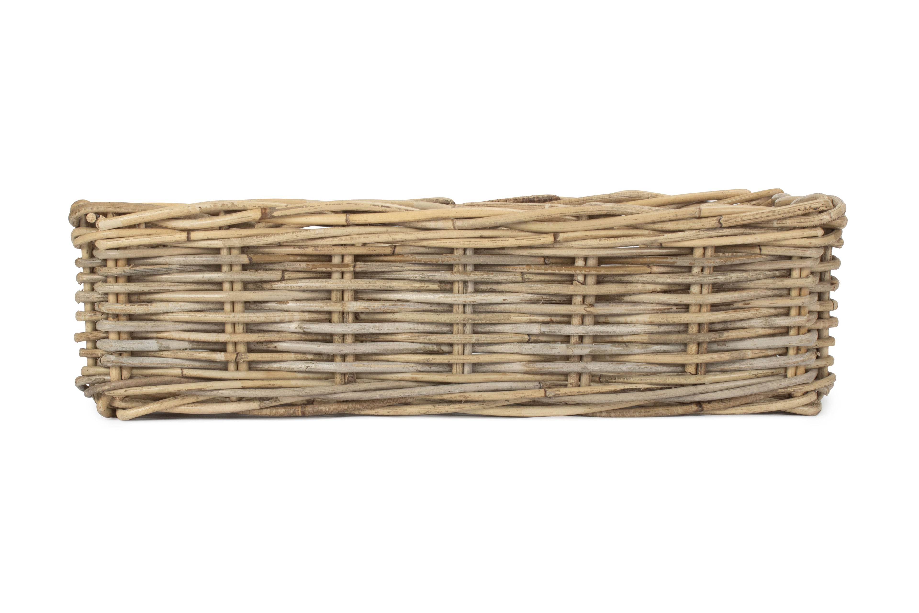 Long Narrow Wicker Storage Basket for Shelves
