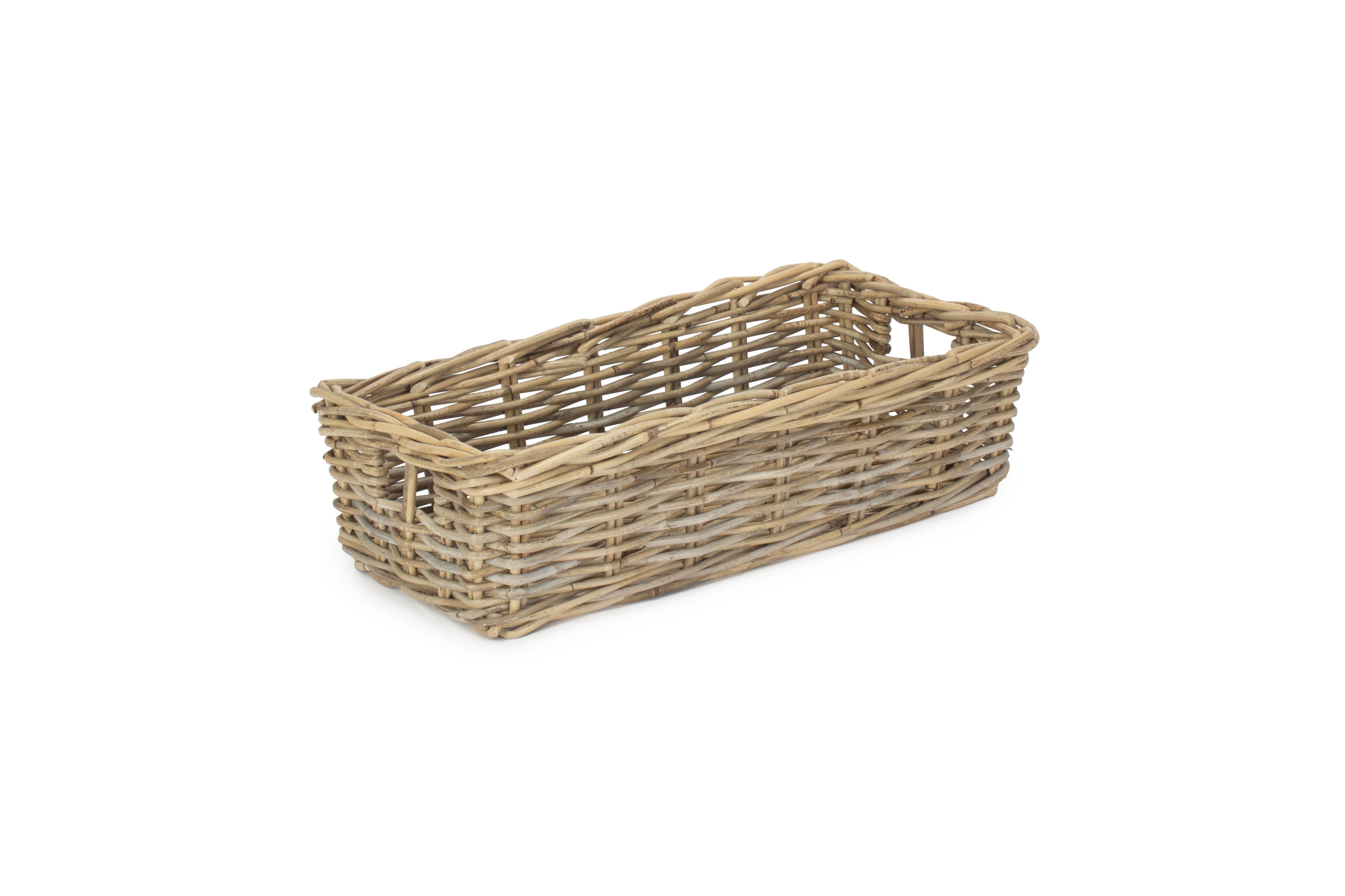 Long Narrow Wicker Storage Basket for Shelves