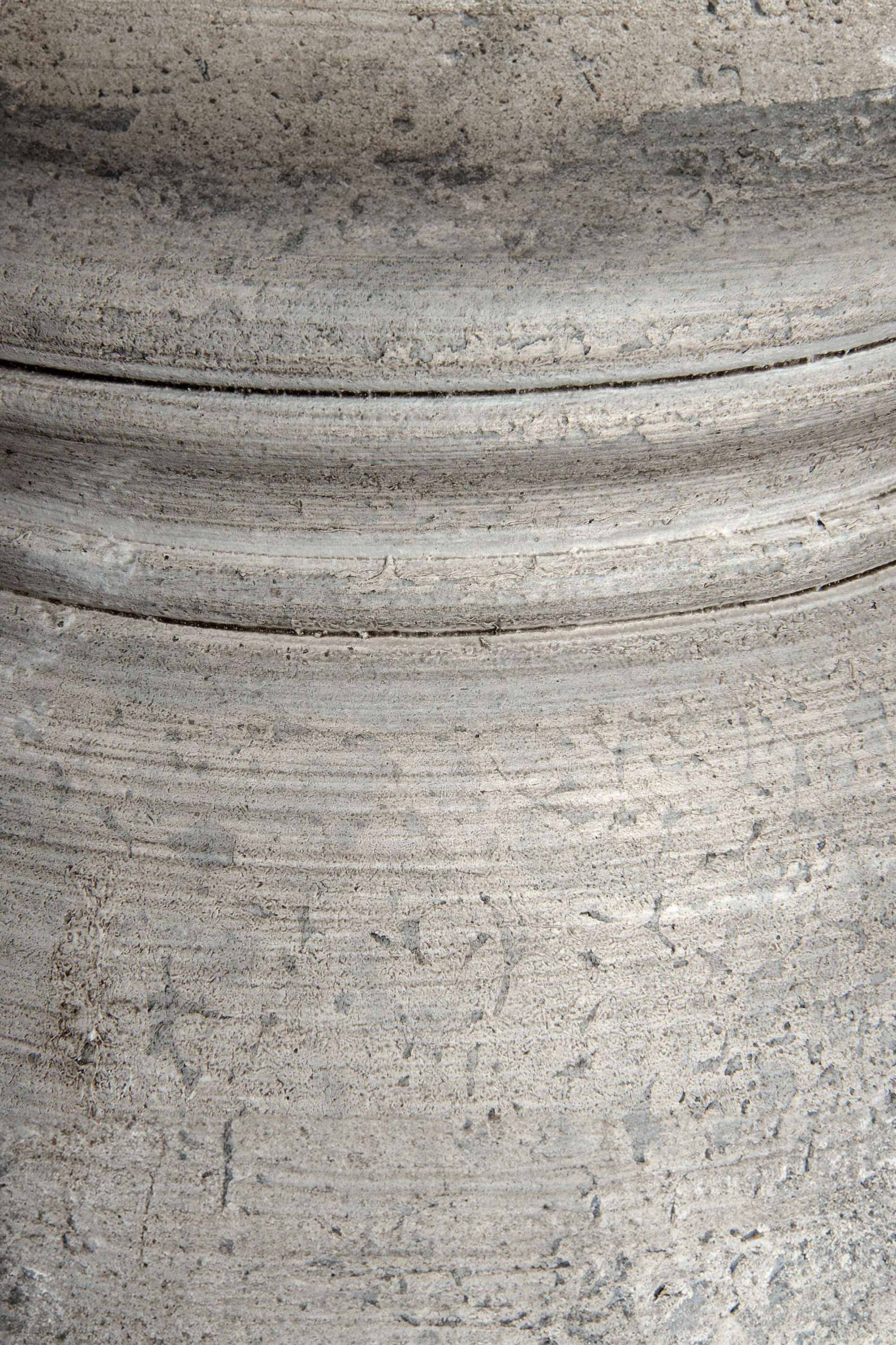 White Stone Table Lamp with Grey Linen Shade