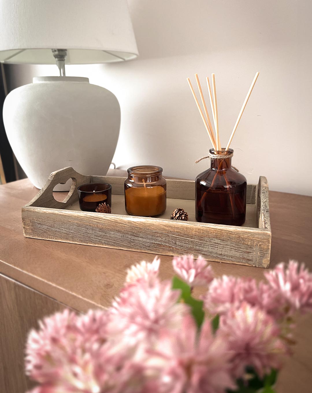 Rustic Oak Heart Cut-out Tray Set of 2