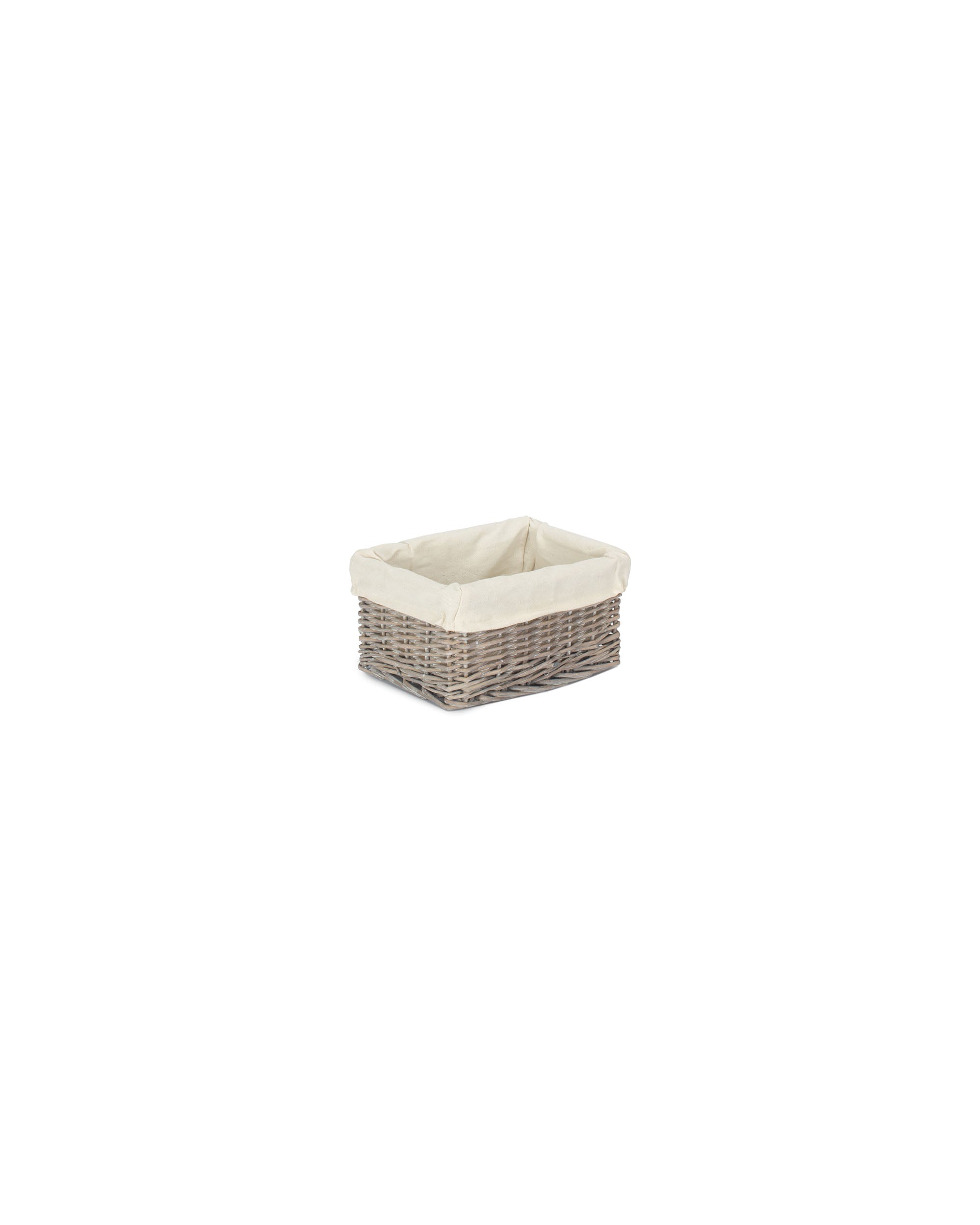 Small Grey Wash Wicker Tray With White Lining