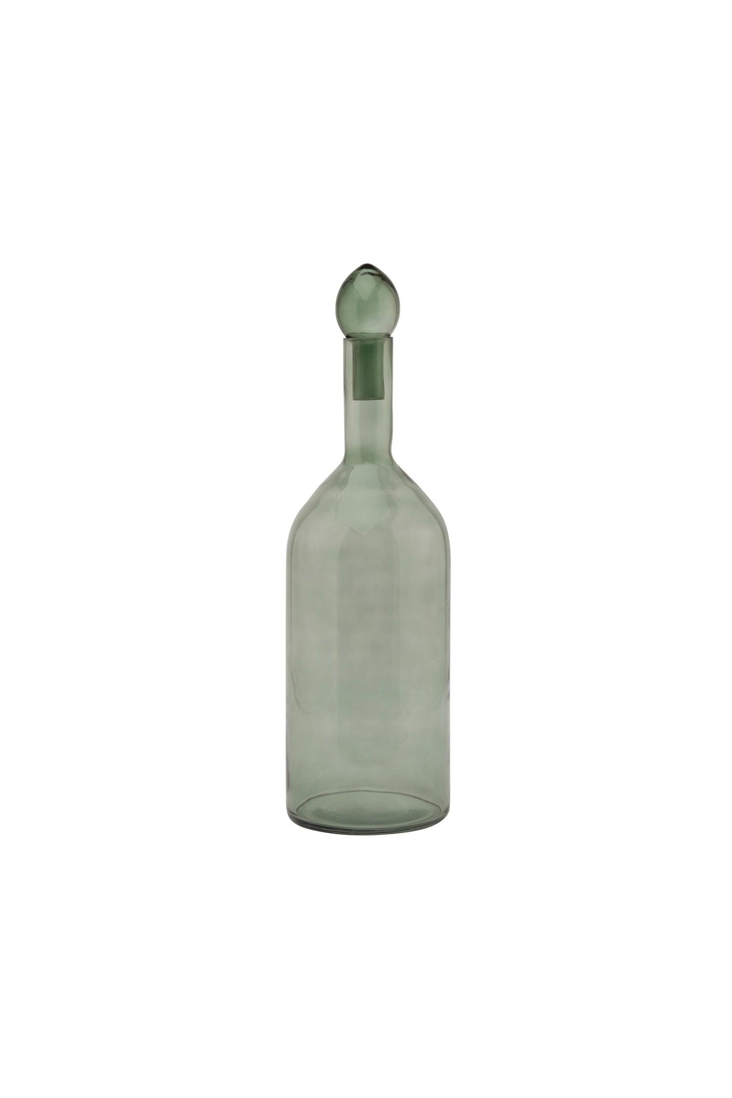 Tall Smoked Sage Glass Bottle With Stopper - Decorative Vase