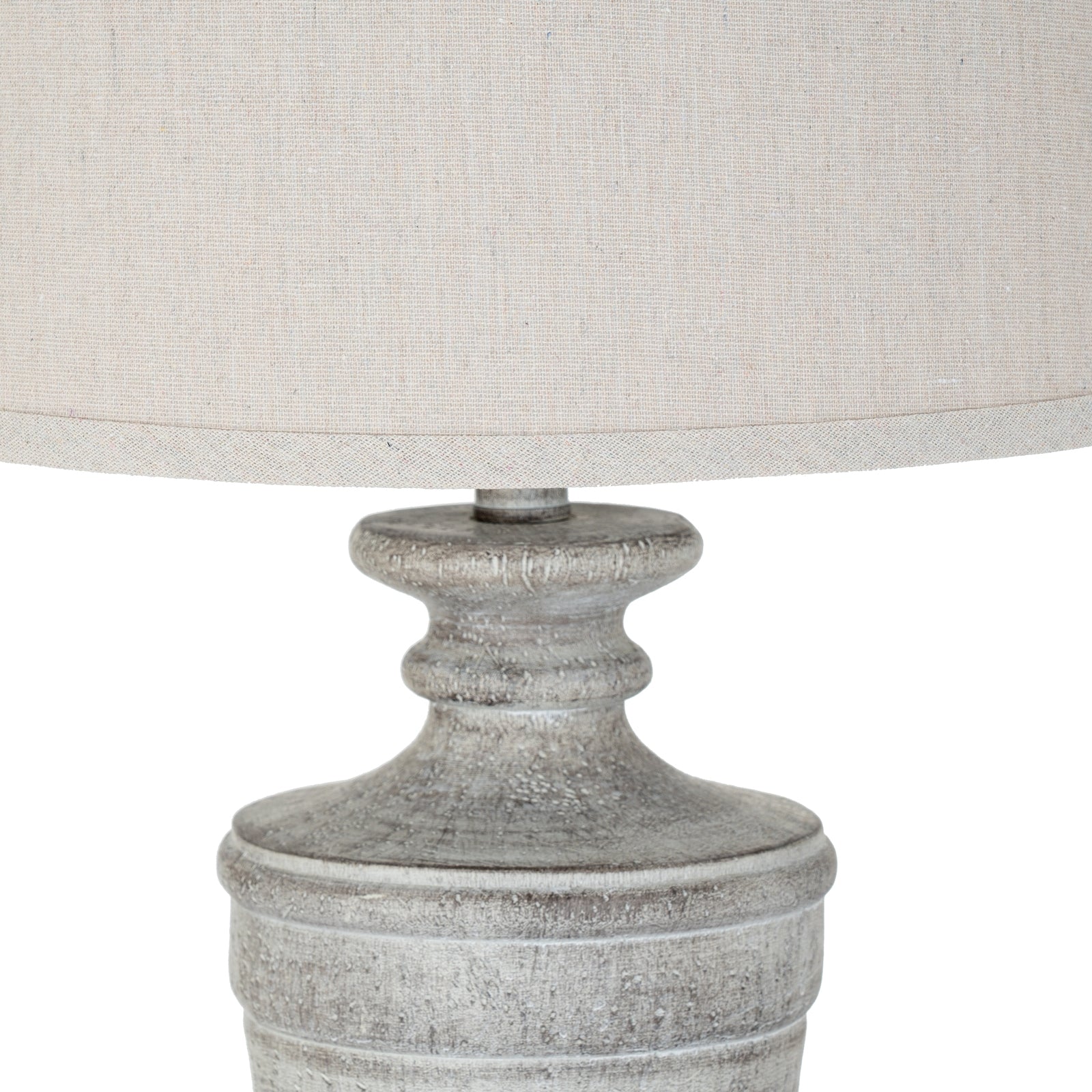 White Wash Textured Table Lamp With Linen Shade