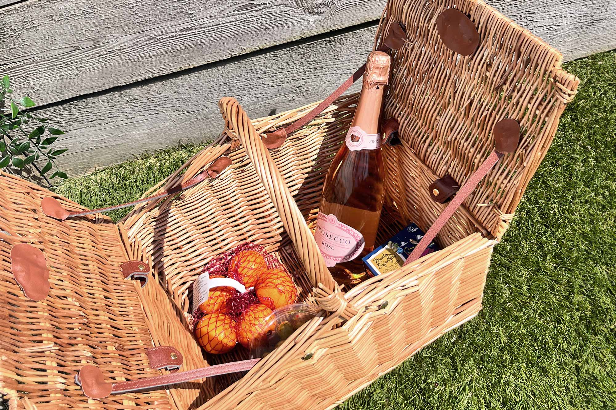 Inside Double Lidded Picnic Basket for Two