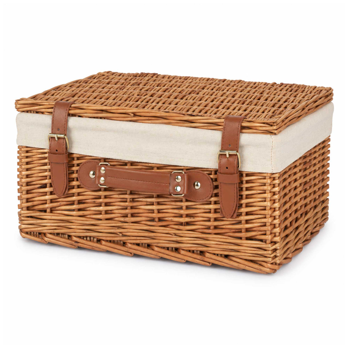 16-inch Empty Wicker Hamper Basket with Liner and Leather Straps - Steamed Willow - Wicker Hamper Wholesale Supplier