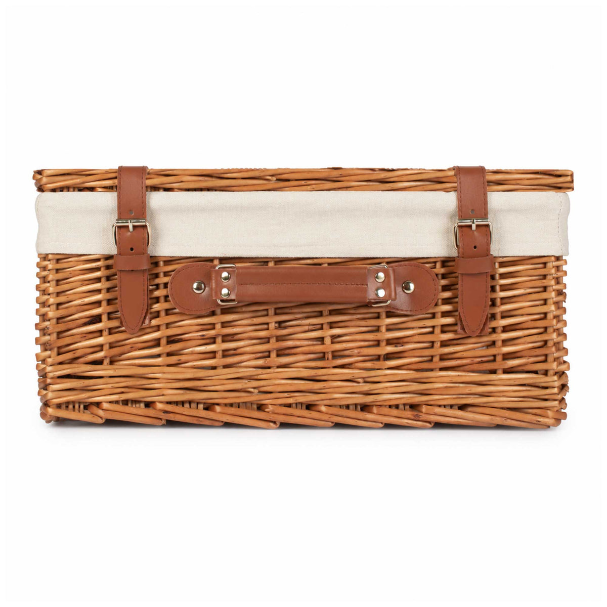 16-inch Empty Wicker Hamper Basket with Liner and Leather Straps - Steamed Willow - Wicker Hamper Wholesale Supplier