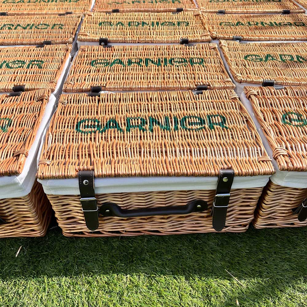 Branded Corporate Hamper for PR Gifts & Events - Custom Wicker Basket with logo