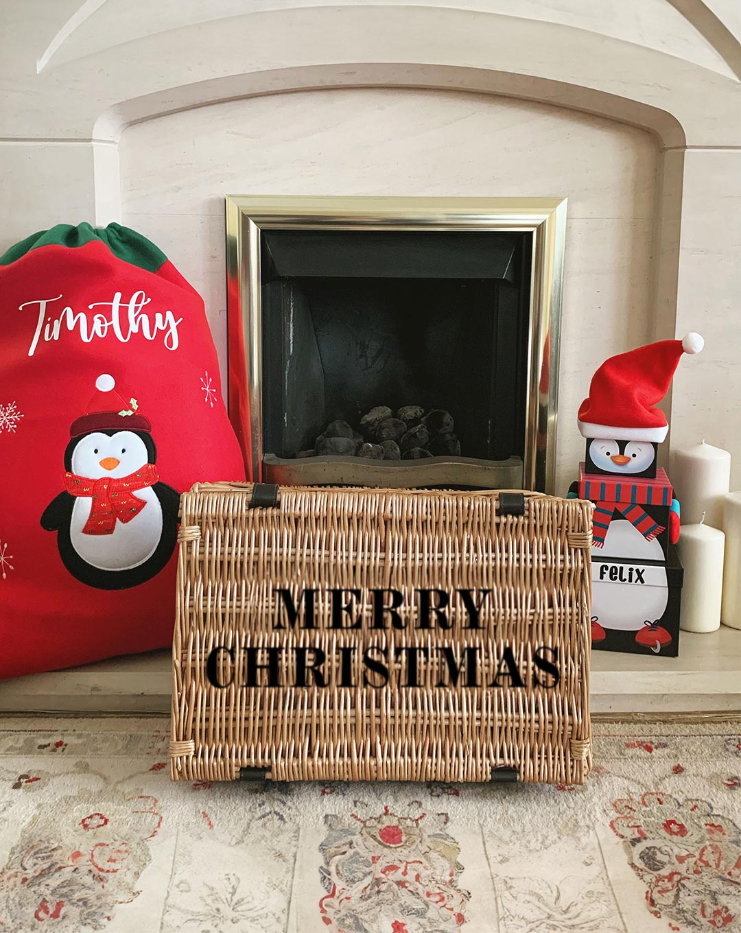 Merry Christmas Wicker Gift Basket