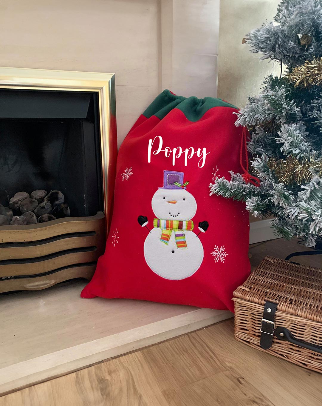 Large Christmas Sack - Personalised Snowman Gift Present Sack