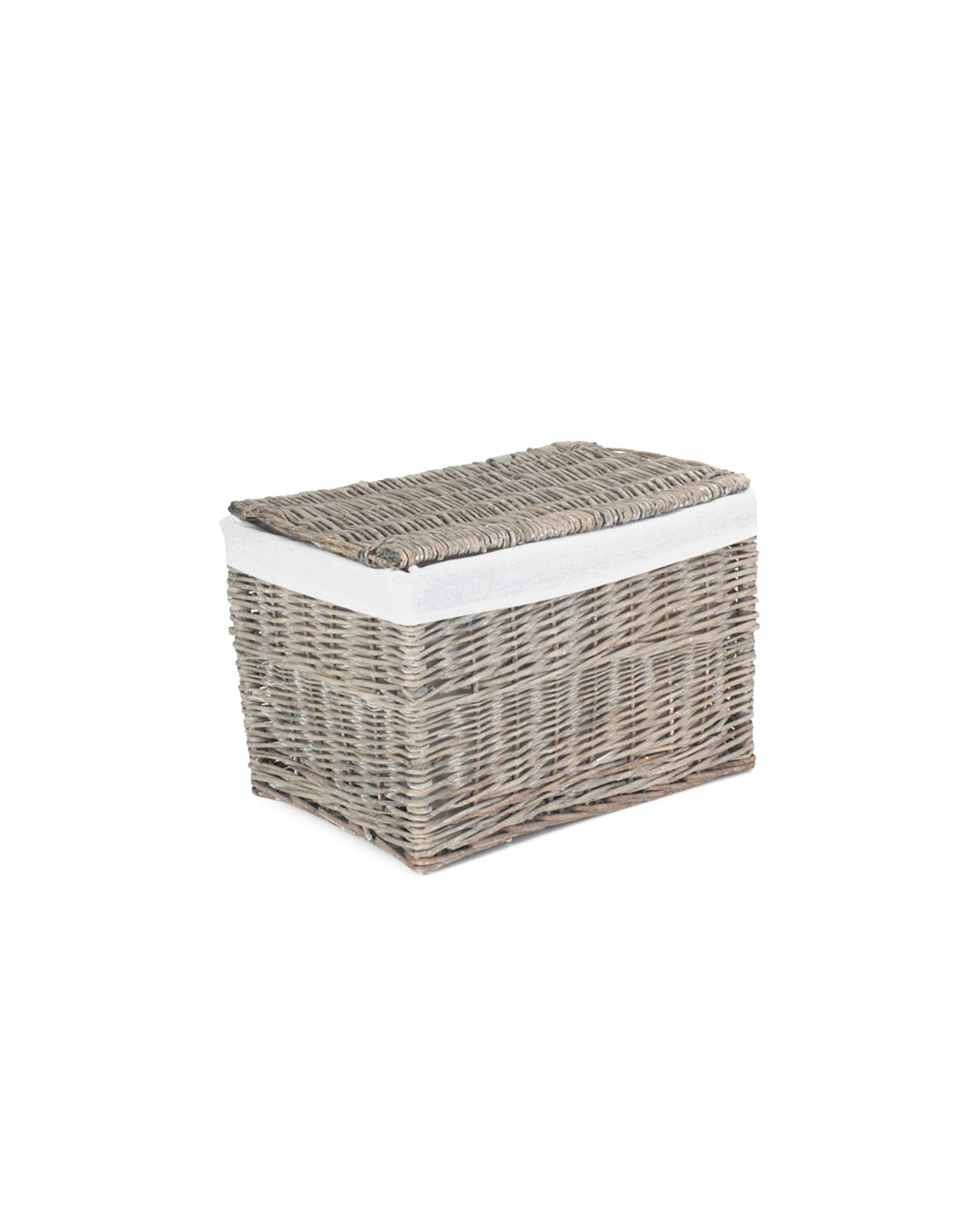 19" Grey Wash Wicker Storage Trunk