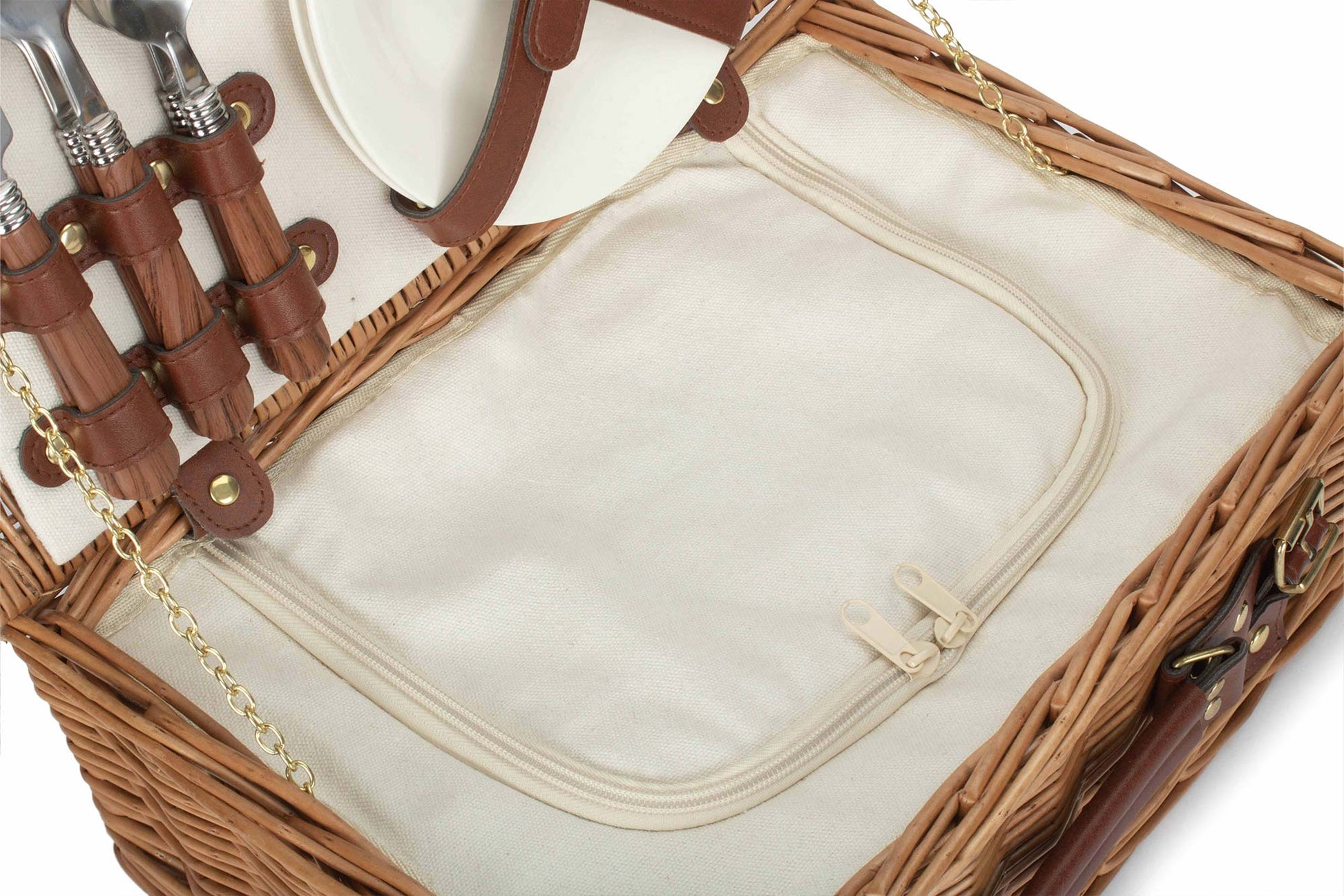 Wicker 2 Person Picnic Hamper Basket with Food Cool Box