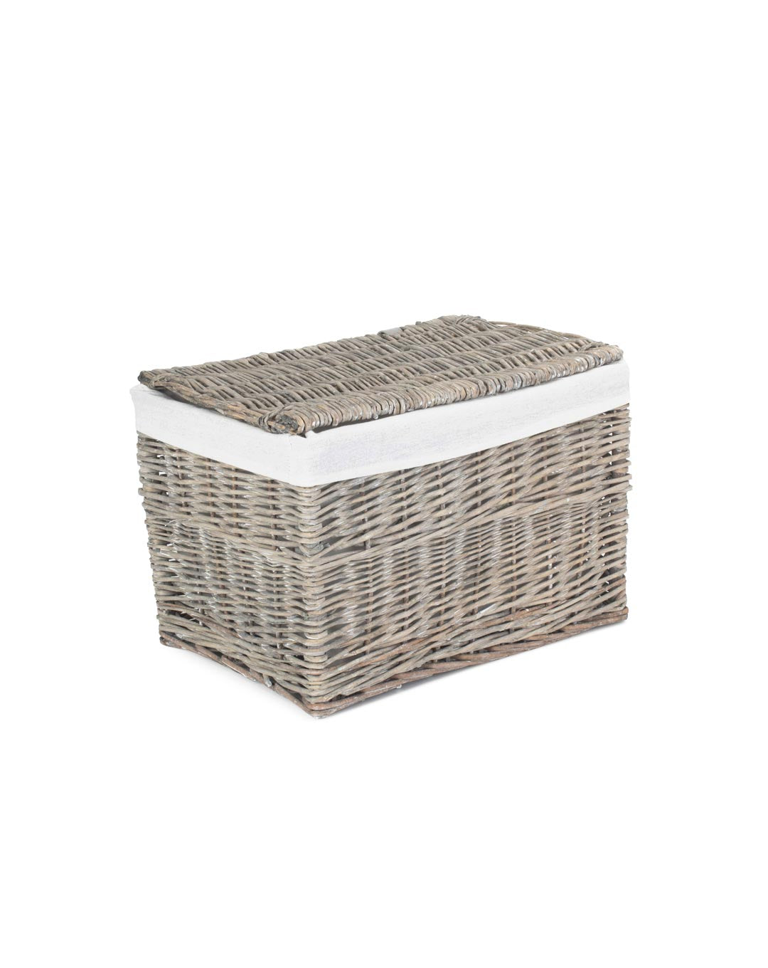 Grey Wash Wicker Storage Trunk with Lining