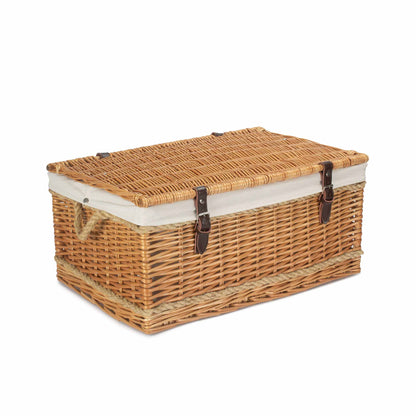 Rope Handle Wicker Basket Trunk with Liner