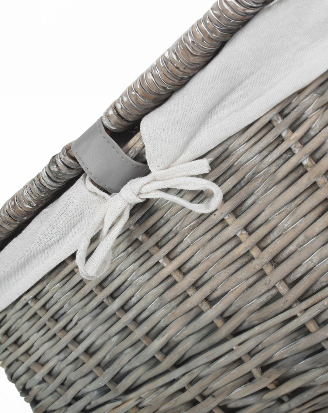 Grey Wash Wicker Storage Trunk with Lining