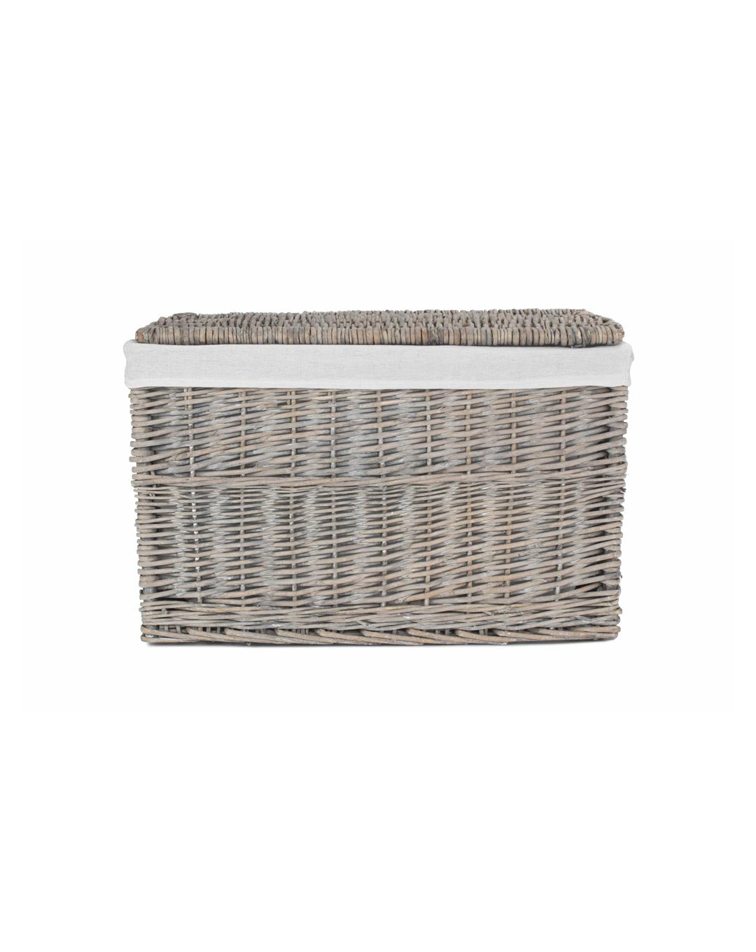 Grey Wash Wicker Storage Trunk with Lining