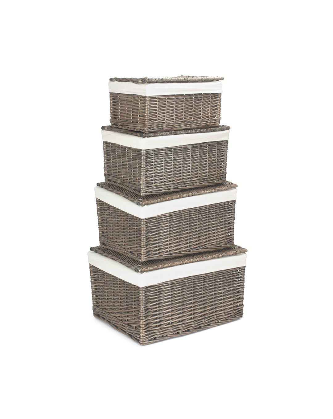 Grey Wash Wicker Storage Trunk with Lining