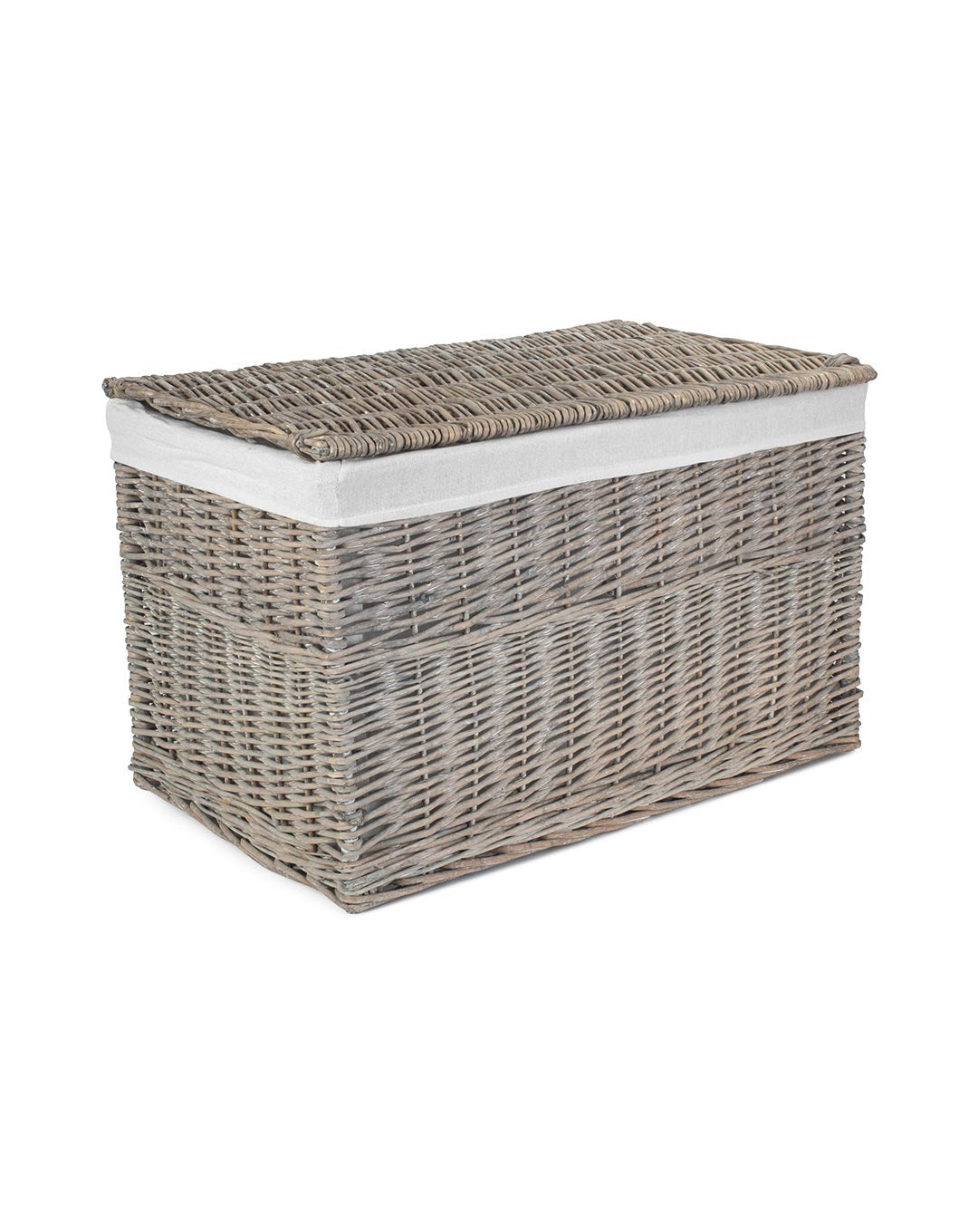 28" Grey Wash Wicker Storage Trunk