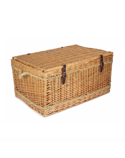 29" Rope Handled Wicker Basket Trunk