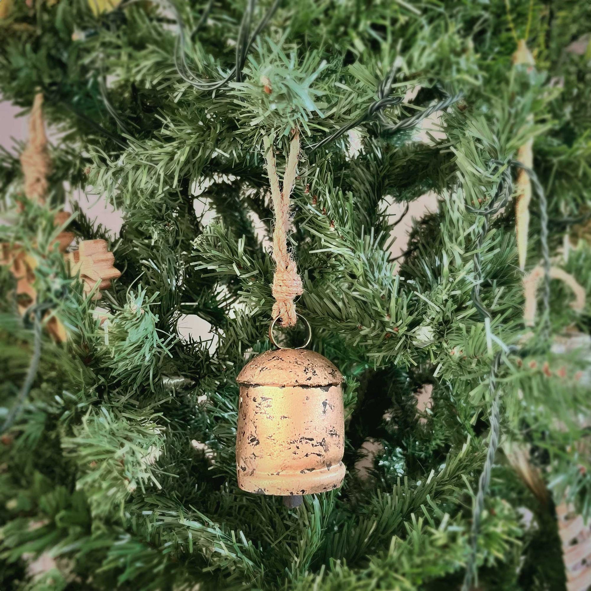 Antique Gold Bell Bauble Christmas Tree Decoration