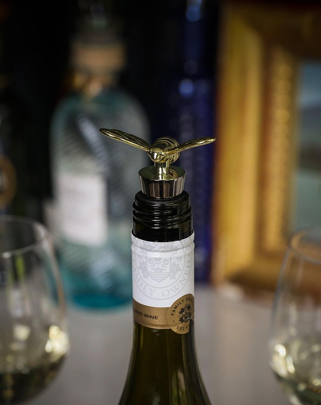 Gold Bee Wine Bottle Stopper - Gift for Wine Lovers