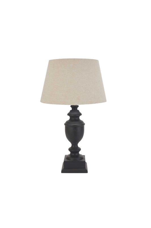 Dark Grey Urn Table Lamp With Linen Shade