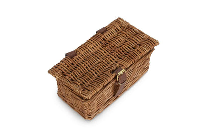 Small hamper basket with stainless steel mugs