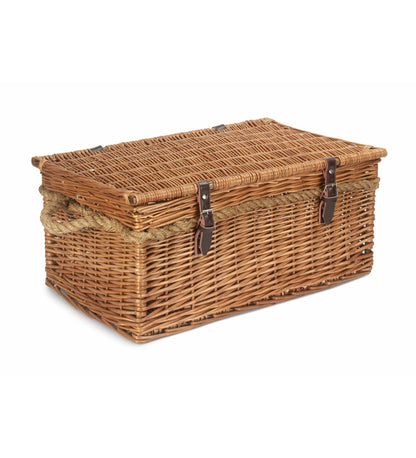 Extra Large Double Steamed Wicker Storage Trunk with Rope Handles