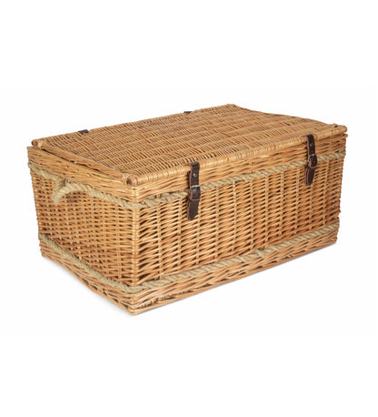 Extra Large Wicker Storage Trunk with Rope Handles