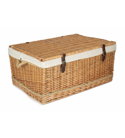 Extra Large Wicker Storage Trunk with Rope Handles White Lining