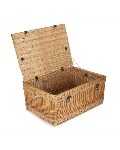 Extra Large Wicker Storage Trunk with Rope Handles