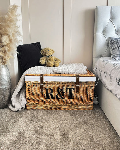 Extra Large Wicker Storage Trunk with Rope Handles