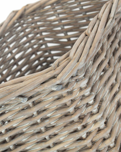 Extra Large Grey Wash Wicker Tray With White Lining