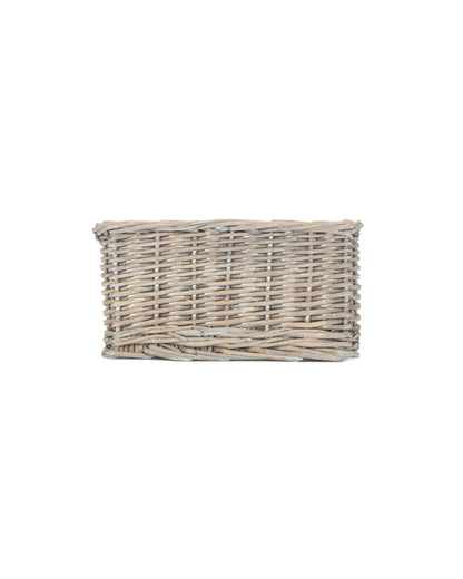 Small Grey Wash Wicker Tray With White Lining